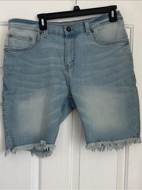 Ring of Fire Light Blue Denim Frayed Hem Jean Shorts